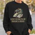 Easily Distracted By Dragons & Books Vintage Style Sweatshirt Gifts for Him Easily Distracted By Dragons & Books Vintage Style Sweatshirt Gifts for Him