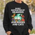 Easily Distracted By Dragons Books Cats Fantasy Book Lover Sweatshirt Gifts for Him Easily Distracted By Dragons Books Cats Fantasy Book Lover Sweatshirt Gifts for Him