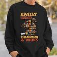 Easily Distracted By Dragons And Books Dragon Lover Mythical Sweatshirt Gifts for Him