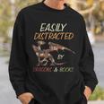 Easily Distracted By Dragons And Books Dragon Sweatshirt Gifts for Him