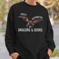 Easily Distracted By Dragons And Books Nerd Readers Sweatshirt Gifts for Him