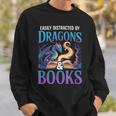 Easily Distracted By Dragons Fantasy Book Reading Sweatshirt Gifts for Him