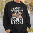 Easily Distracted By Goldens & Books Golden Retriever Dog Sweatshirt Gifts for Him