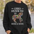 Easily Distracted By Horse And Books Nerds Horse Lovers Sweatshirt Gifts for Him