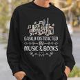 Easily Distracted By Music And Books Sweatshirt Gifts for Him Easily Distracted By Music And Books Sweatshirt Gifts for Him
