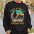 Easily Distracted By Penguins & Books Retro Sweatshirt Gifts for Him