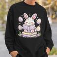 Easter Bunny Reading Book Cute Pastel Eggs Sweatshirt Gifts for Him