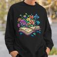 Enchanted Open Book With Blooming Flowers Sweatshirt Gifts for Him Enchanted Open Book With Blooming Flowers Sweatshirt Gifts for Him