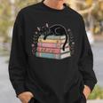 Floral Cat Sleeping On Books Sweatshirt Gifts for Him