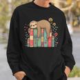 Floral Sloth Sleeping On Books Sweatshirt Gifts for Him Floral Sloth Sleeping On Books Sweatshirt Gifts for Him
