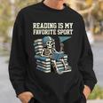 Football Skeleton Reading On Book Stack Sweatshirt Gifts for Him