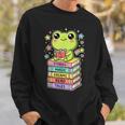 Frog Reading Books Bookworm Librarian Sweatshirt Gifts for Him