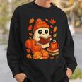 Ghost Reading Book Lovers Autumn Fall Halloween Sweatshirt Gifts for Him