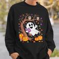 Ghost Reading Book On Swing Halloween Autumn Art Sweatshirt Gifts for Him