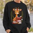 Giraffe Reading Book Graphic Giraffe With Book Floral Sweatshirt Gifts for Him