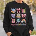 Girls 100 Days Of School Coquette Bow Pencil Bus Book Crayon Sweatshirt Gifts for Him Girls 100 Days Of School Coquette Bow Pencil Bus Book Crayon Sweatshirt Gifts for Him
