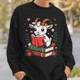 Goat Reading Book Graphic With Floral Sweatshirt Gifts for Him Goat Reading Book Graphic With Floral Sweatshirt Gifts for Him