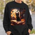 Halloween Cat Reading Books Spooky Cat Reader Teachers Sweatshirt Gifts for Him