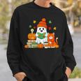 Halloween Ghost Cat Reading Book Women Girls Cute Sweatshirt Gifts for Him Halloween Ghost Cat Reading Book Women Girls Cute Sweatshirt Gifts for Him