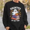 Haunted By My TBR Cute Ghost Reading Books Pumpkin Bookworms Sweatshirt Gifts for Him
