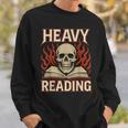 Heavy Reading Book Lover Skeleton Ironic Graphic Sweatshirt Gifts for Him