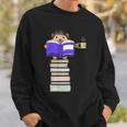 Hedgehog Reading Books And Drinking Tea Sweatshirt Gifts for Him