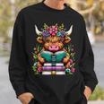 Highland Cow Book Floral Bookworm Sweatshirt Gifts for Him Highland Cow Book Floral Bookworm Sweatshirt Gifts for Him