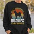 Huskies And Books Husky Mom Husky Dad Retro Vintage Reading Sweatshirt Gifts for Him