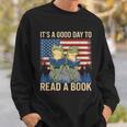 It's A Good Day To Read A Book Frog Vintage USA FLag Sweatshirt Gifts for Him It's A Good Day To Read A Book Frog Vintage USA FLag Sweatshirt Gifts for Him