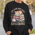 Just A Girl Who Loves Cats And Books Reading Librarian Sweatshirt Gifts for Him