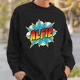 Kids Boys Alfie Name Comic Book Superhero Sweatshirt Gifts for Him