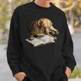 Labrador Retriever Dog Bookworm Reading Book Graphic Sweatshirt Gifts for Him