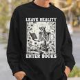 Leave Reality Enter Books Skeleton Reading Book Sweatshirt Gifts for Him