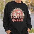 Library Book Fair Queen Vibe Groovy Retro School Reading Sweatshirt Gifts for Him