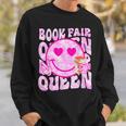 Library Book Fair Queen Vibe Groovy Tie Dye School Reading Sweatshirt Gifts for Him