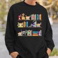 Library Cats Kittens Reader Book Lovers Pet Shelf Sweatshirt Gifts for Him