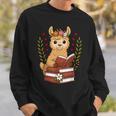 Llama Reading Book Graphic Llama With Book Floral Sweatshirt Gifts for Him Llama Reading Book Graphic Llama With Book Floral Sweatshirt Gifts for Him