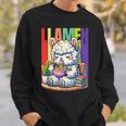 Llamen Cute Kawaii Llama Eating Ramen And Reading Books Sweatshirt Gifts for Him