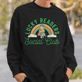 Lucky Readers Social Club Leprechaun St Patricks Book Lover Sweatshirt Gifts for Him