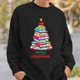 Merry Christmas Tree Book Reading Librarian Sweatshirt Gifts for Him
