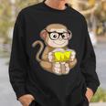 Monkey Nerd Book Glasses Sweatshirt Gifts for Him
