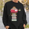 Monkey Reading Books And Drinking Tea Sweatshirt Gifts for Him