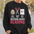 Nothing Beats Reading Rock Paper Scissors Book Lover Library Sweatshirt Gifts for Him