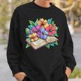 Open Book With Colorful Hibiscus Flowers Bloom Sweatshirt Gifts for Him Open Book With Colorful Hibiscus Flowers Bloom Sweatshirt Gifts for Him