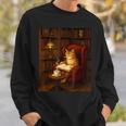 Orange Cat Book Lovers Cozy Bookish Librarian Sweatshirt Gifts for Him
