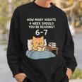 Orange Cat Reading Book 67 Six Seven Meme Sweatshirt Gifts for Him