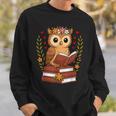 Owl Reading Book Graphic Owl With Book Floral Sweatshirt Gifts for Him