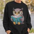Owl Reading A Book Owls Wearing Glasses Librarian Sweatshirt Gifts for Him