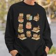 Owls Reading Books Owl Bird Lover Sweatshirt Gifts for Him