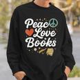 Peace Love Books Cute Retro Reading Graphic Sweatshirt Gifts for Him